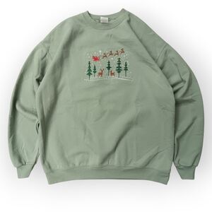 Hanes Sage Green Crewneck Christmas Sweater